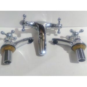 Evg Mercia Traditional Basin Tap Pair & Mono Mixer Chrome Set Evg Mercia Traditional Basin Tap Pair & Mono Mixer Chrome Set
