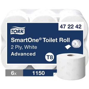 Tork T8 Smartone Toilet Roll 2-Ply 1150 Sheets (Pack Of 6) 472242 Tork T8 Smartone Toilet Roll 2-Ply 1150 Sheets (Pack Of 6) 472242