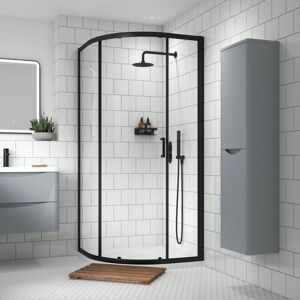 Nuie 900mm Single Entry Quadrant Shower Enclosure Matte Black Bathroom 6mm Glass Nuie 900mm Single Entry Quadrant Shower Enclosure Matte Black Bathroom 6mm Glass