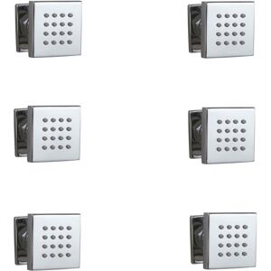 Shower Jet Square Body Massager Spray Spa 6-Pack Rubber Nozzle Chrome Enki Mp002 Shower Jet Square Body Massager Spray Spa 6-Pack Rubber Nozzle Chrome Enki Mp002