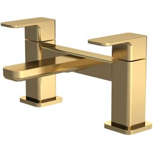 Nuie Windon Brushed Brass Twin Lever Deck Mounted Bath Filler Tap Bathroom Gold Nuie Windon Brushed Brass Twin Lever Deck Mounted Bath Filler Tap Bathroom Gold