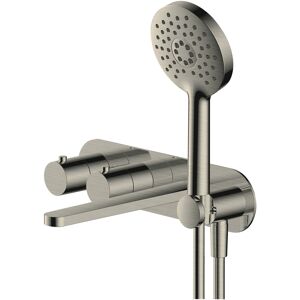 Rak Ceramics Rak Petit Round Brushed Nickel Concealed Shower Valve With Handset + Bath Spout Rak Ceramics Rak Petit Round Brushed Nickel Concealed Shower Valve With Handset + Bath Spout