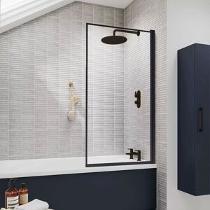 Nuie Bathroom Square Outer Framed Straight Hinged Bath Screen Matt Black 6mm Glass Nuie Bathroom Square Outer Framed Straight Hinged Bath Screen Matt Black 6mm Glass