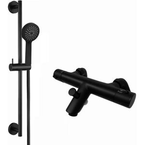 Mixer Valve Slider Rail Bath Shower Deck Mounted Thermostatic Black Enki Bbt0248 Mixer Valve Slider Rail Bath Shower Deck Mounted Thermostatic Black Enki Bbt0248