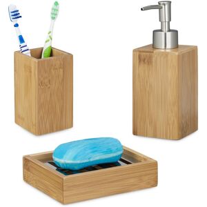 Relaxdays Bamboo Bathroom Accessory Set Easy To Clean Refillable Bathroom Utensils Relaxdays Bamboo Bathroom Accessory Set Easy To Clean Refillable Bathroom Utensils