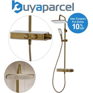 Triton Showers Triton Push Button Thermostatic Bar Mixer Shower Brushed Brass Riser Rail Head Triton Showers Triton Push Button Thermostatic Bar Mixer Shower Brushed Brass Riser Rail Head