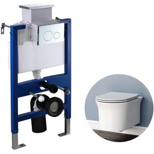 Aica Bathroom Round Wall Hung Toilet Rimless & 0.82m Concealed Cistern Frame Wc Pan Aica Bathroom Round Wall Hung Toilet Rimless & 0.82m Concealed Cistern Frame Wc Pan