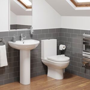 Ceramica Cloakroom Suite Close Coupled Wc Toilet 1th Basin Sink Pedestal Bathroom White Ceramica Cloakroom Suite Close Coupled Wc Toilet 1th Basin Sink Pedestal Bathroom White