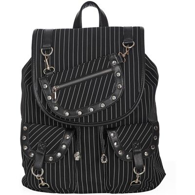 Banned Apparel Black Pinstripe Punk Gothic Studded Yamy Bag Backpack - Bag Banned Apparel Black Pinstripe Punk Gothic Studded Yamy Bag Backpack - Bag