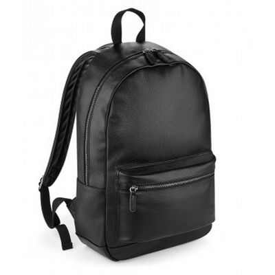 Bagbase Faux Leather Fashion Backpack - Black - Backpack Bagbase Faux Leather Fashion Backpack - Black - Backpack