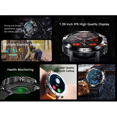 Black Outdoor Smartwatch With Speaker Waterproof Dustproof Lcd Bt Intelligent Wa Black Outdoor Smartwatch With Speaker Waterproof Dustproof Lcd Bt Intelligent Wa