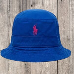 Polo Ralph Lauren Embroidered Pony Cotton Chino Bucket Hat Blue S/m 59cm Polo Ralph Lauren Embroidered Pony Cotton Chino Bucket Hat Blue S/m 59cm