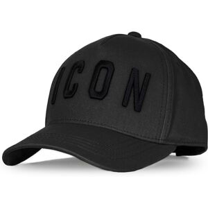 Dsquared2 Icon Bcm4001 M084 Distressed Bold Logo Baseball Cap - Black/black Dsquared2 Icon Bcm4001 M084 Distressed Bold Logo Baseball Cap - Black/black