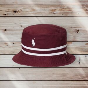 Polo Ralph Lauren Twill-Loft Stripe Cotton Bucket Hat Size S/m Maroon Red Holida Polo Ralph Lauren Twill-Loft Stripe Cotton Bucket Hat Size S/m Maroon Red Holida