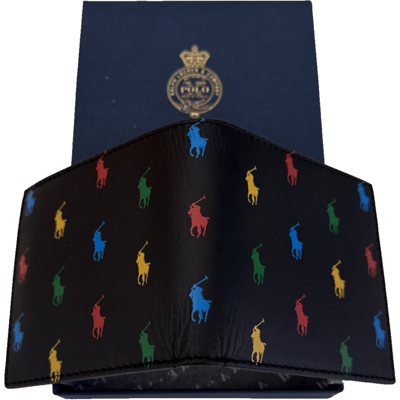 Polo Ralph Lauren Multi Colour Pony Billfold Wallet Black Calf Leather. Polo Ralph Lauren Multi Colour Pony Billfold Wallet Black Calf Leather.