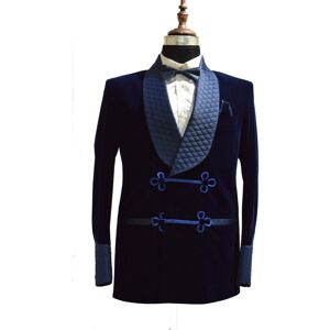 Handmade Men Smoking Jacket Navy Blue Velvet Quilted Shawl Lapel Party Wear Blazer Coat K Handmade Men Smoking Jacket Navy Blue Velvet Quilted Shawl Lapel Party Wear Blazer Coat K