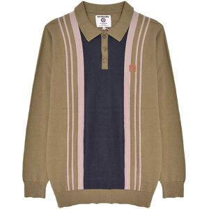 Lambretta Mens Stripe Panel Long Sleeve Polo Shirt - Lichen Green - S Lambretta Mens Stripe Panel Long Sleeve Polo Shirt - Lichen Green - S