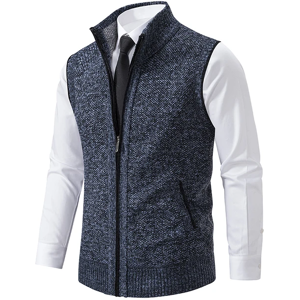 M-4xl Knitted Zipper Vest With Padded Collar Sleeveless Sweater Formal Wear New M-4xl Knitted Zipper Vest With Padded Collar Sleeveless Sweater Formal Wear New