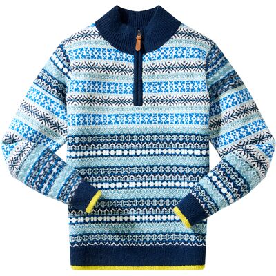 Joe Browns Mens Bold Fairisle Funnel Knit Jumper Blue S Joe Browns Mens Bold Fairisle Funnel Knit Jumper Blue S