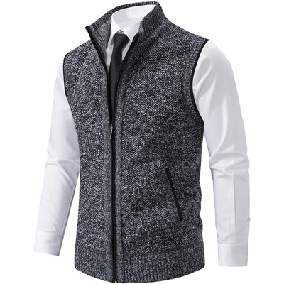 M-4xl Knitted Zipper Vest With Padded Collar Sleeveless Sweater Formal Wear New M-4xl Knitted Zipper Vest With Padded Collar Sleeveless Sweater Formal Wear New