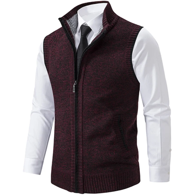 M-4xl Knitted Zipper Vest With Padded Collar Sleeveless Sweater Formal Wear New M-4xl Knitted Zipper Vest With Padded Collar Sleeveless Sweater Formal Wear New
