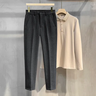 Suit Pants Elastic Waist Straight Cut Korean Formal Trousers For Male 28-38 New Suit Pants Elastic Waist Straight Cut Korean Formal Trousers For Male 28-38 New