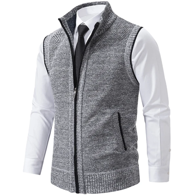 M-4xl Knitted Zipper Vest With Padded Collar Sleeveless Sweater Formal Wear New M-4xl Knitted Zipper Vest With Padded Collar Sleeveless Sweater Formal Wear New