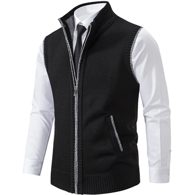 M-4xl Knitted Zipper Vest With Padded Collar Sleeveless Sweater Formal Wear New M-4xl Knitted Zipper Vest With Padded Collar Sleeveless Sweater Formal Wear New