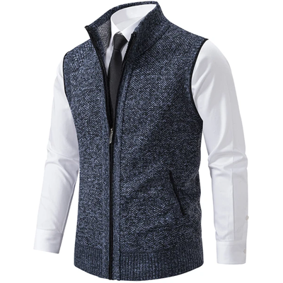 M-4xl Knitted Zipper Vest With Padded Collar Sleeveless Sweater Formal Wear New M-4xl Knitted Zipper Vest With Padded Collar Sleeveless Sweater Formal Wear New