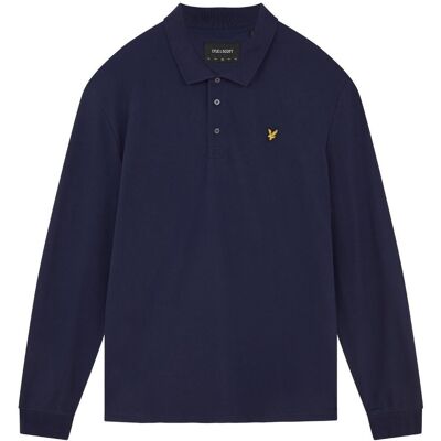 Lyle & Scott Mens Logo Long-Sleeved Polo Shirts Navy Blue Sy3889 Lyle & Scott Mens Logo Long-Sleeved Polo Shirts Navy Blue Sy3889