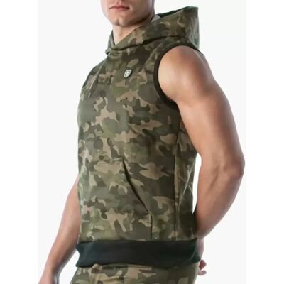 Tof Paris Sleeveless Hoodie Camouflage Fabric Army Men'S Streetwear Vest Tof Paris Sleeveless Hoodie Camouflage Fabric Army Men'S Streetwear Vest
