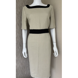 Jaeger M&s Textured Shift Dress Beige/black Size 14 Retail £175 Bnwt Jaeger M&s Textured Shift Dress Beige/black Size 14 Retail £175 Bnwt