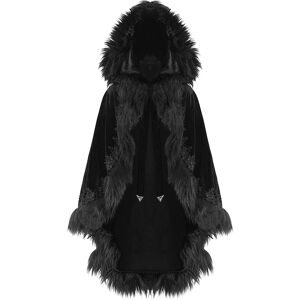 Devil Fashion Womens Gothic Hooded Cloak Cape Shawl Black Velvet Faux Fur Winter Devil Fashion Womens Gothic Hooded Cloak Cape Shawl Black Velvet Faux Fur Winter