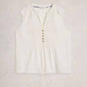 White Stuff Shirt Peony Sleeveless Brilliant White Cotton Womens Regular White Stuff Shirt Peony Sleeveless Brilliant White Cotton Womens Regular