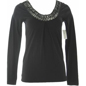 Wyeth Women'S Black Crochet Trim Crew Neck Long Sleeve Blouse New Wyeth Women'S Black Crochet Trim Crew Neck Long Sleeve Blouse New