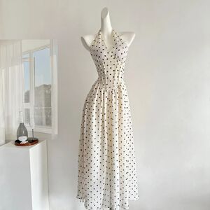 Zoki Polka Dot Sweet Dress Women Sexy Backless Fitted V Neck Dress Sleeveless Summer Zoki Polka Dot Sweet Dress Women Sexy Backless Fitted V Neck Dress Sleeveless Summer
