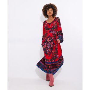 Joe Browns Women'S Petite Mock Button Boho Print Shirred Waist Maxi Dress, Red, Joe Browns Women'S Petite Mock Button Boho Print Shirred Waist Maxi Dress, Red,