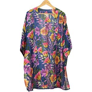 Peace Of Mind Womens Floral Kimono Beachwear Blouse Bikini Cardigan Long Cover Blue Mix Peace Of Mind Womens Floral Kimono Beachwear Blouse Bikini Cardigan Long Cover Blue Mix