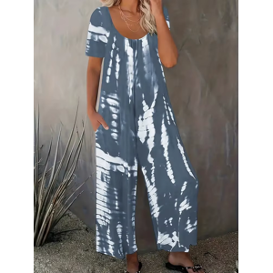 Xl-5xl Plus Size Stripe Printed Jumpsuit Casual Short Sleeve Loose Fashion Wear Xl-5xl Plus Size Stripe Printed Jumpsuit Casual Short Sleeve Loose Fashion Wear
