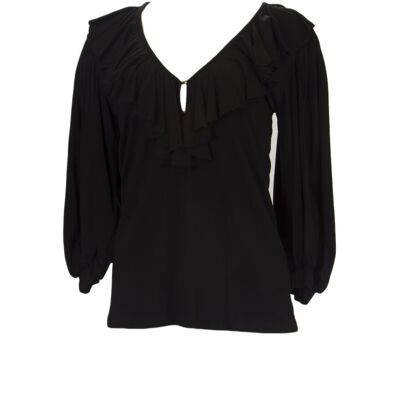 Analili Women'S Ruffle Front Low Cut Keyhole Blouse 358ai10 Nwt Analili Women'S Ruffle Front Low Cut Keyhole Blouse 358ai10 Nwt