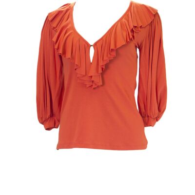 Analili Women'S Ruffle Front Low Cut Keyhole Blouse 358ai10 Nwt Analili Women'S Ruffle Front Low Cut Keyhole Blouse 358ai10 Nwt