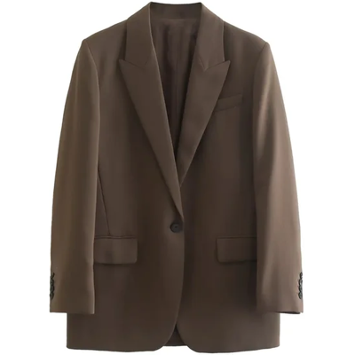 Xs-L Single Button Blazer Vintage Style Notched Neck Long Sleeve Casual Wear New Xs-L Single Button Blazer Vintage Style Notched Neck Long Sleeve Casual Wear New