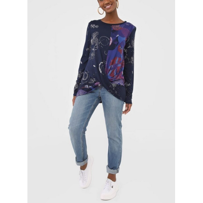 Desigual Women'S Multicolour Round Neck Long Sleeve Blouse Size S 18wwtkyn Desigual Women'S Multicolour Round Neck Long Sleeve Blouse Size S 18wwtkyn