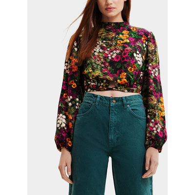 Desigual Women'S Blouse Size L Floral Cropped 22wwbw08 Desigual Women'S Blouse Size L Floral Cropped 22wwbw08