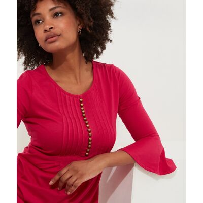 Joe Browns Women'S Pleated Button Detail Fluted Sleeve Jersey Tunic Top, Pink, 6 Joe Browns Women'S Pleated Button Detail Fluted Sleeve Jersey Tunic Top, Pink, 6