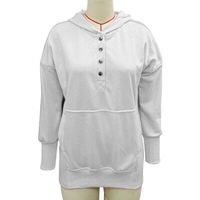 Women Long Sleeve Hoodie Loose Casual Plain Color V Neck Button Pullover Sw Women Long Sleeve Hoodie Loose Casual Plain Color V Neck Button Pullover Sw