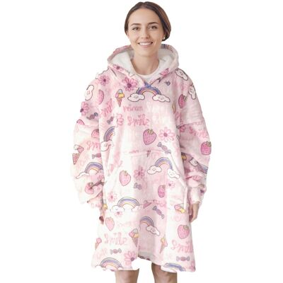 Noxxiez Adult Fleece Hoodie Pink Fun Cuddle Sherpa Fleece Pullover Loungewear Blanket Noxxiez Adult Fleece Hoodie Pink Fun Cuddle Sherpa Fleece Pullover Loungewear Blanket