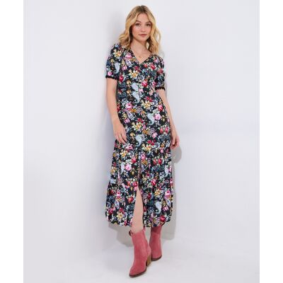 Joe Browns Women'S Petite Floral Lace Trim V-Neck Maxi Dress, Black, 8 Joe Browns Women'S Petite Floral Lace Trim V-Neck Maxi Dress, Black, 8