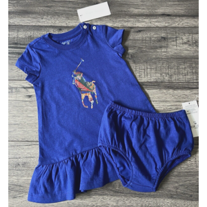 Ralph Lauren Polo Logo Baby Dress With Bloomers Age 9 Months Bnwt Ralph Lauren Polo Logo Baby Dress With Bloomers Age 9 Months Bnwt