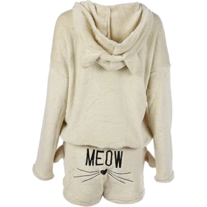 S-5xl Flannel Long Sleeve Cat Ears Top With Meow Shorts - Pajamas Set Sleepwear S-5xl Flannel Long Sleeve Cat Ears Top With Meow Shorts - Pajamas Set Sleepwear